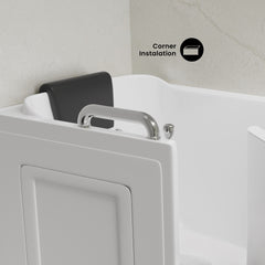 Swiss Madison Auvergne 53" x 27" ADA Right Drain Walk-in Soaking Bathtub with Massage Jets in Glossy White, Faucet Set, Drain, Grab Bars, Pillow Included - SM-AB6804GW