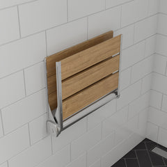Alfi 17  Wide Foldable Teak Shower Seat with Backrest - ABS17