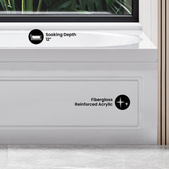 Swiss Madison Concorde 60 in. x 32 in. Acrylic Glossy White, Alcove, Integral, Left-Hand Drain, Apron Bathtub - SM-AB561 - The Home Selection