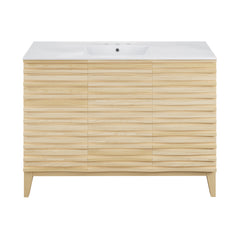 Swiss Madison Cascade 48 in. Natural Oak Bathroom Vanity With White, 3-Hole Ceramic Sink Top - SM-BV557-3
