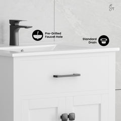 Swiss Madison Burdon 24 in. Bathroom Vanity With Ceramic Sink Top - SM-BV43 - The Home Selection