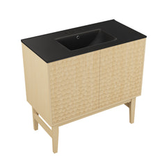 Swiss Madison Bosse 36" Freestanding Bathroom Vanity with Black 3-Hole Widespread Sink Top - SM-BV8802