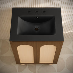 Swiss Madison Plaisir II 24" Freestanding Bathroom Vanity with Black 3-Hole Widespread Sink Top - SM-BV0701