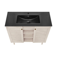 Swiss Madison Bron 36" Freestanding Bathroom Vanity with Black Sink Top - SM-BV6202