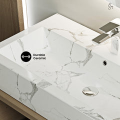 Swiss Madison Voltaire 32" Wide Rectangle Vessel Sink in White Marble - SM-VSM292W1 - The Home Selection