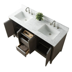 Vanity Art 60-Inch Bathroom Vanity: Double Sink, Ceramic Top, Soft-Closing Doors & Drawers, Solid Wood Frame - CVH60D