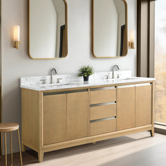 Vanity Art 72-Inch Bathroom Vanity: Double Sink, Ceramic Top, Soft-Closing Doors & Drawers, Solid Wood Frame - CVH72D
