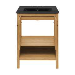 Swiss Madison Chateau 24" Freestanding Bathroom Vanity in Golden Oak with Black 3-Hole Centerset Sink Top - SM-BV240-3MB