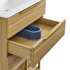Swiss Madison Carre 24" Freestanding Bathroom Vanity in Golden Oak with Sink Top - SM-BV380 - The Home Selection