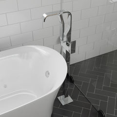 Alfi Single Lever Floor Mounted Tub Filler Mixer w Hand Held Shower Head - Polished Chrome