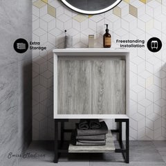 Swiss Madison Marseille 24 Single, Two Doors, Open Shelf Bathroom Vanity - SM-BV142