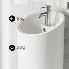 Swiss Madison St. Tropez Circular One-Piece Pedestal Sink - SM-PS310 - The Home Selection