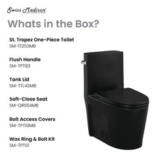 Swiss Madison St. Tropez One-Piece Elongated Toilet Vortex™ Side Flush 1.28 gpf in Matte Black - SM-1T253MB