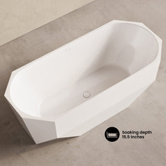 Swiss Madison Brusque 67" Diamond Shaped Soaking Freestanding Bathtub in Glossy White, Drain Included - SM-FB4001GW