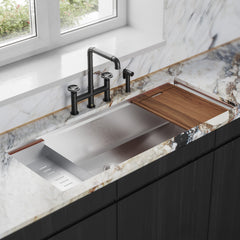 Swiss Madison Avallon Pro Widespread Kitchen Faucet with Side Sprayer SM-KF79 - The Home Selection