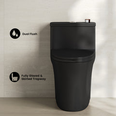 Swiss Madison Bastille One-Piece 12" Rough-in 1.1/1.6 GPF Dual Top Flush Elongated Toilet in Matte Black - SM-1T128MB