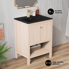 Swiss Madison Chateau 24" Freestanding Bathroom Vanity with Black Sink Top - SM-BV0601