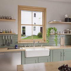 Alfi White 32  Double Bowl Lip Apron Fireclay Farmhouse Kitchen Sink with 1 3/4  Lip - AB512-W