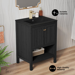 Swiss Madison Chateau 24" Freestanding Bathroom Vanity with Black Sink Top - SM-BV0601