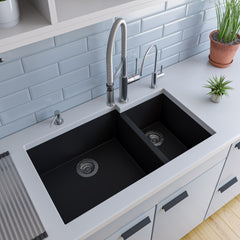 Alfi 34  Double Bowl Undermount Granite Composite Kitchen Sink - AB3319UM
