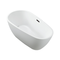 Vanity Art 59" Freestanding Acrylic Soaking Tub with Polished Overflow & Pop-Up Drain - B5151