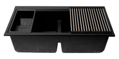 Alfi 33  Granite Composite Workstation Step Rim Double Bowl Undermount Sink with Accessories - AB3418DBUM