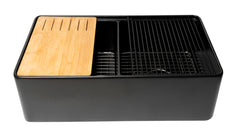 Alfi Workstation 33  x 20  Double Bowl Step Rim Fireclay Farm Sink with Accessories - ABFS3320D