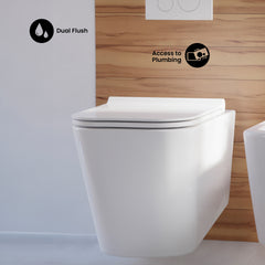 Swiss Madison Concorde Wall-Hung Toilet Bundle 0.8/1.6 GPF Dual Flush with White Flush Plate - SM-WT0201