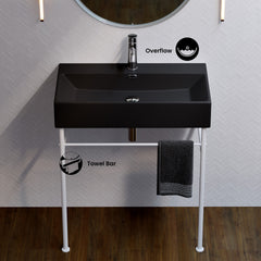 Swiss Madison Claire 30" Ceramic Console Sink Matte Black Basin Matte White Legs - SM-CS792 - The Home Selection