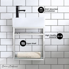 Swiss Madison Pierre 19.5 Single, Metal Frame, Open Shelf, Bathroom Vanity - SM-BV551 - The Home Selection