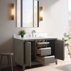 Vanity Art 48-Inch Bathroom Vanity with Ceramic Sink and Top, Soft-Closing Doors and Drawers, Solid Wood Cabinet Frame - CVH48
