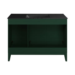 Swiss Madison Cascade 48" Freestanding Bathroom Vanity in Green Oak with Black 3-Hole Widespread Sink Top - SM-BV557GA-3WMB