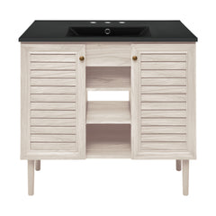 Swiss Madison Bron 36" Freestanding Bathroom Vanity with Black 3-Hole Widespread Sink Top - SM-BV6202