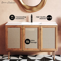 Swiss Madison Classe 48" Freestanding Bathroom Vanity in Golden Oak with Sink Top - SM-BV665