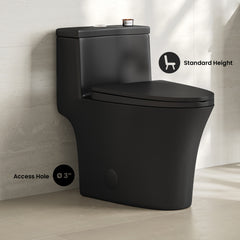 Swiss Madison Bastille One-Piece 12" Rough-in 1.1/1.6 GPF Dual Top Flush Elongated Toilet in Matte Black - SM-1T128MB