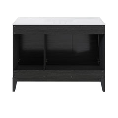 Swiss Madison Cascade 48 in. Black Oak Bathroom Vanity With White, 3-Hole Ceramic Sink Top - SM-BV557B-3