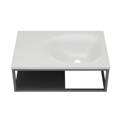 Swiss Madison Lisse 24" Rectangle Concrete Wall-Mount Bathroom Sink in Taupe with Matte Black Frame