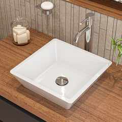 Alfi White 17" Square Above Mount Ceramic Sink - White
