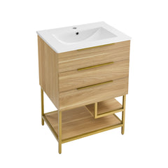 Swiss Madison Carre 24" Freestanding Bathroom Vanity in Golden Oak with Sink Top - SM-BV380 - The Home Selection