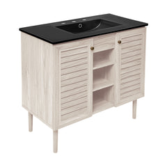 Swiss Madison Bron 36" Freestanding Bathroom Vanity with Black 3-Hole Widespread Sink Top - SM-BV6202