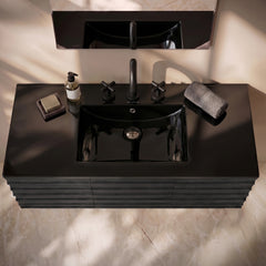 Swiss Madison 48" 3-Hole Widespread Vanity Sink Top in Glossy Black - SM-VT0016GB