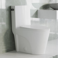 Swiss Madison St. Tropez One Piece Elongated Toilet Side Flush 1.28 gpf, Black Hardware - SM-1T253HB - The Home Selection
