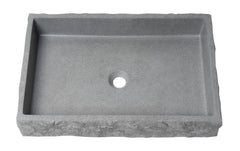 Alfi 24  Solid Concrete Chiseled Style Rectangular Above Mount Vessel Sink - ABCO24R