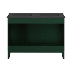 Swiss Madison Cascade 48" Freestanding Bathroom Vanity in Green Oak with Black 3-Hole Widespread Double Basin Sink Top - SM-BV557GA-D3WMB