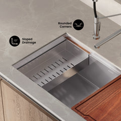 Swiss Madison Rivage 33 x 19 Single Basin Undermount Kitchen Workstation Sink - SM-KU750 - The Home Selection