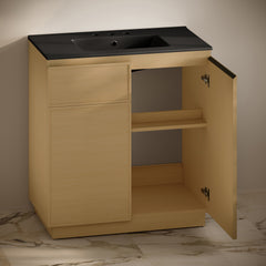 Swiss Madison St. Tropez 36" Freestanding Bathroom Vanity with Black 3-Hole Widespread Sink Top - SM-BV0802