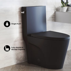 Swiss Madison St. Tropez One-Piece Elongated Toilet Vortex™ Side Flush 1.28 gpf in Matte Black - SM-1T253MB