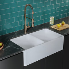 Swiss Madison Delice 33" x 18" Duo Ceramic Farmhouse Sink - SM-KS246 - The Home Selection