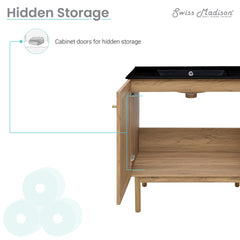 Swiss Madison Classe 30" Freestanding Bathroom Vanity in Golden Oak with Black 3-Hole Widespread Sink Top - SM-BV664-3MB
