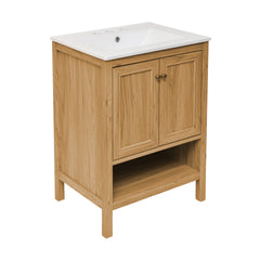 Swiss Madison Chateau 24" Freestanding Bathroom Vanity in Golden Oak with 3-Hole Centerset Sink Top - SM-BV240-3
